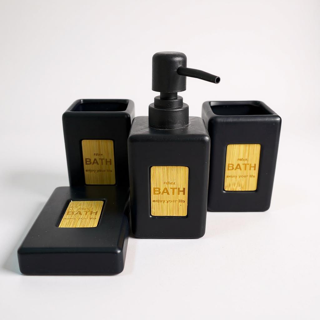 Conjunto de Banheiro Cerâmica Branco com Dourado 4 Peças Alidolado