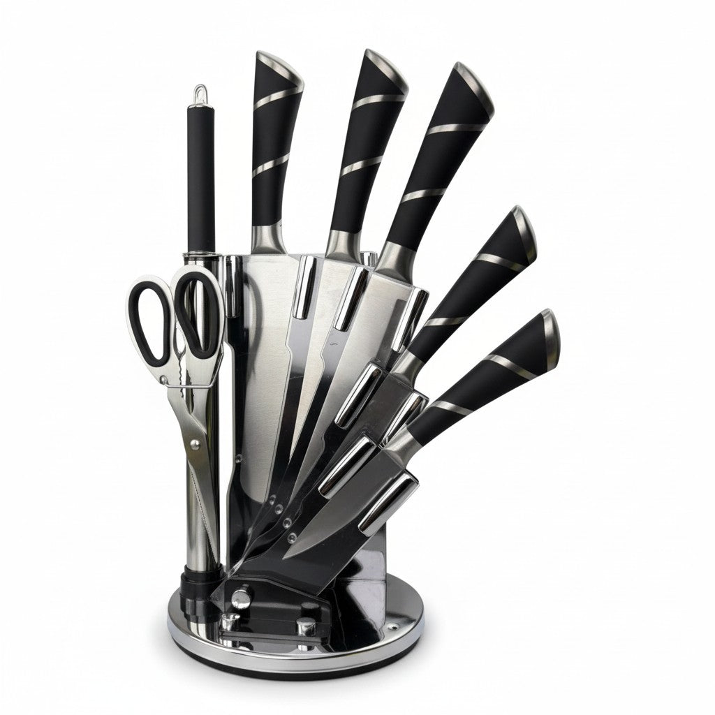 Faqueiro Profissional Cabo Preto Decorado Giratório Alidolado