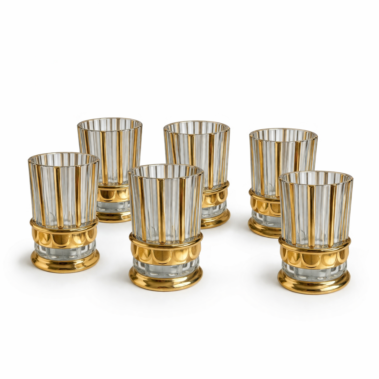 Conjunto de 6 Copos de Vidro 150ml com Detalhes Dourados