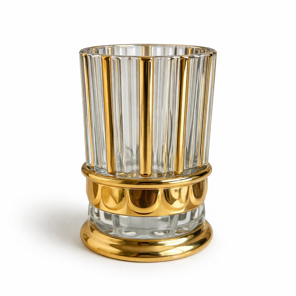 Conjunto Barril Suqueira Filtro 3L Vidro Dourado e 4 Copos 150ml Turco