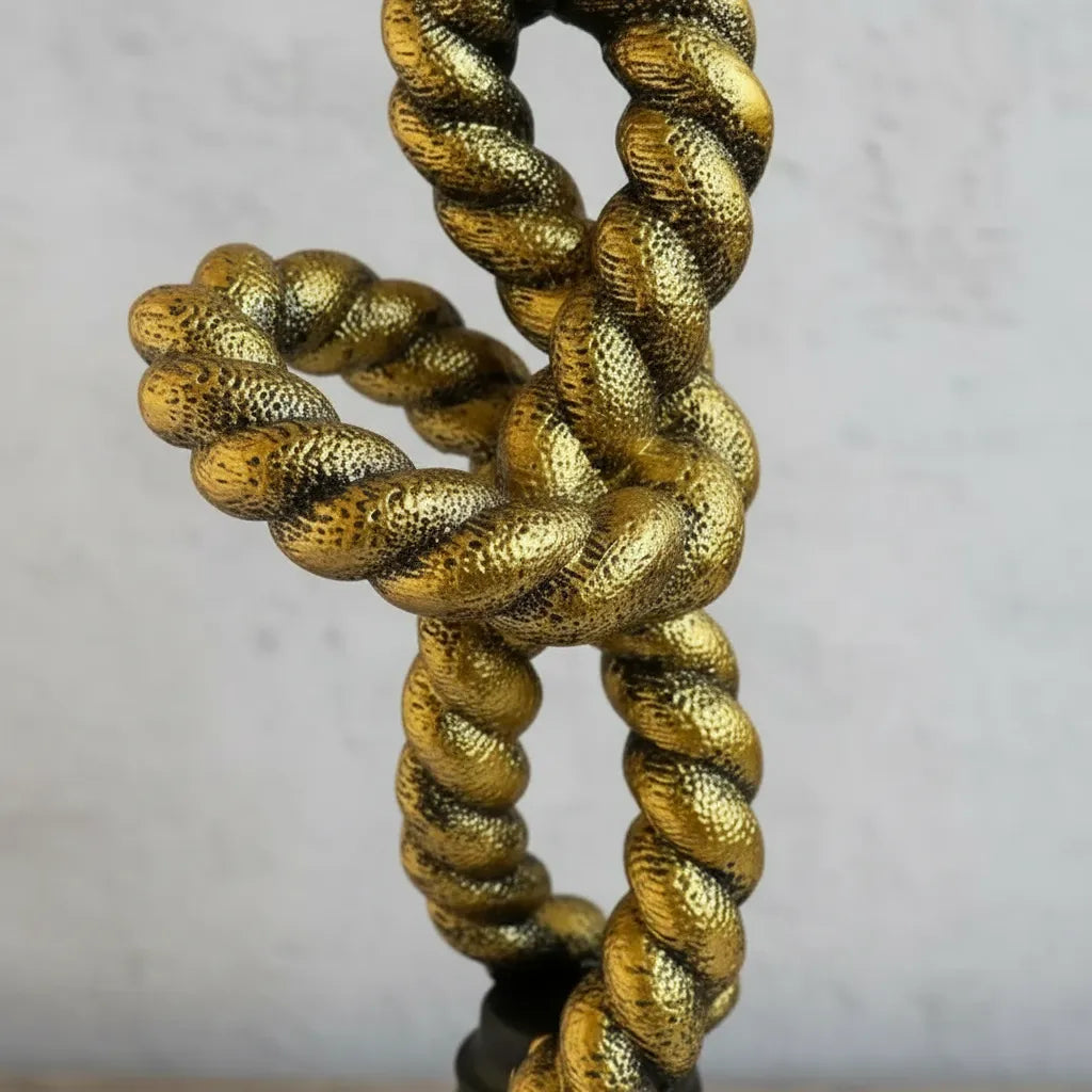 Escultura Decorativa Abstrata Espiral Moderna Dourada em Resina