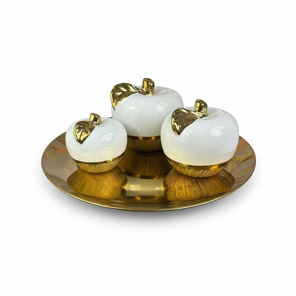 Conjunto de Escultura de Cerâmica Maçãs Decorativas