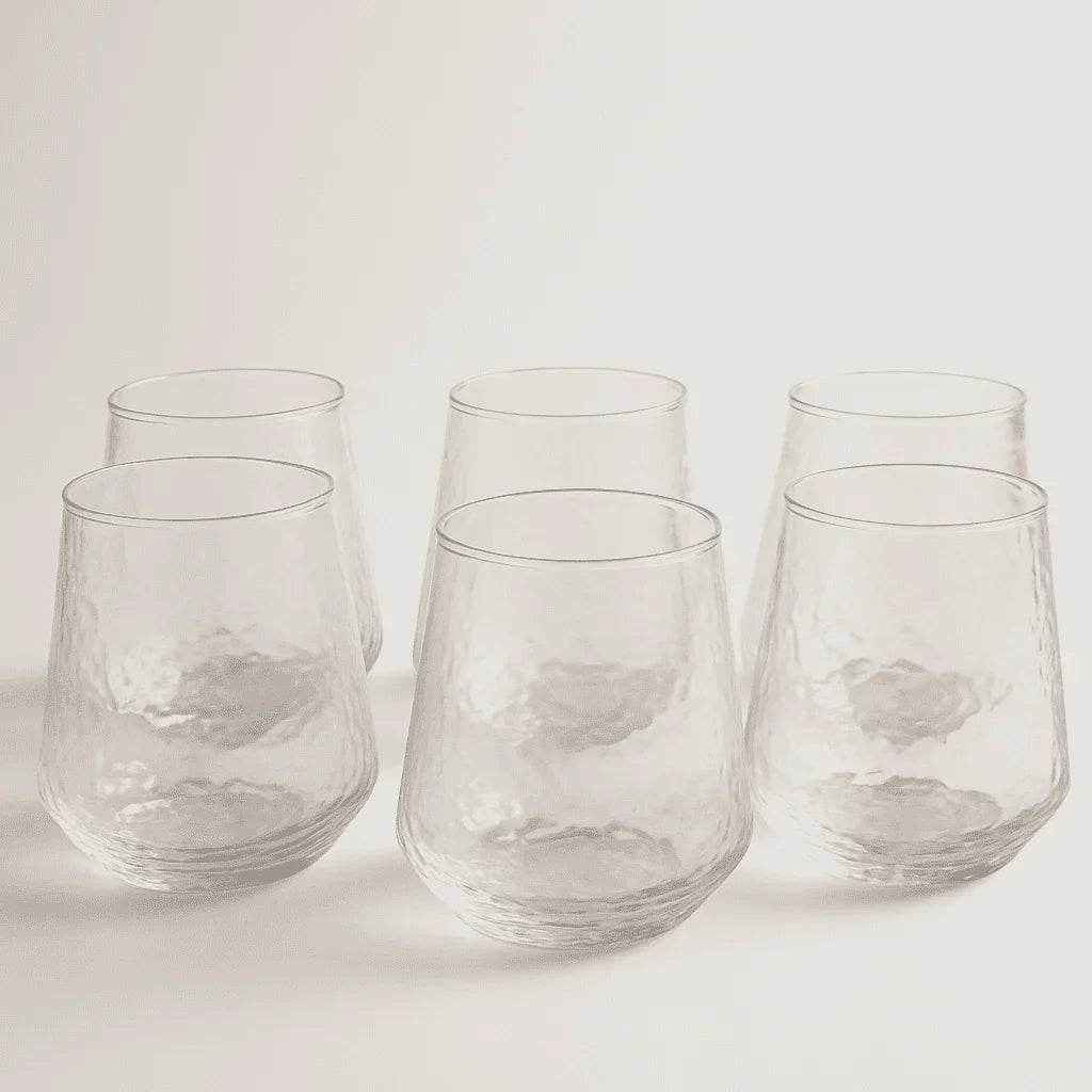 Conjunto de Copos com Relevo Geométrico 310ml 6 Peças Alidolado