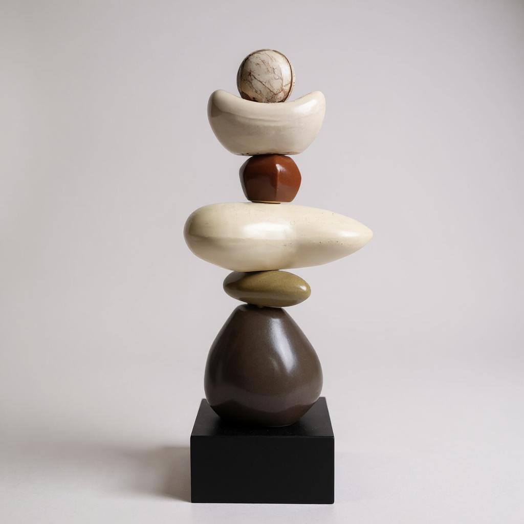 Escultura de Resina Equilíbrio Geométrico Alidolado