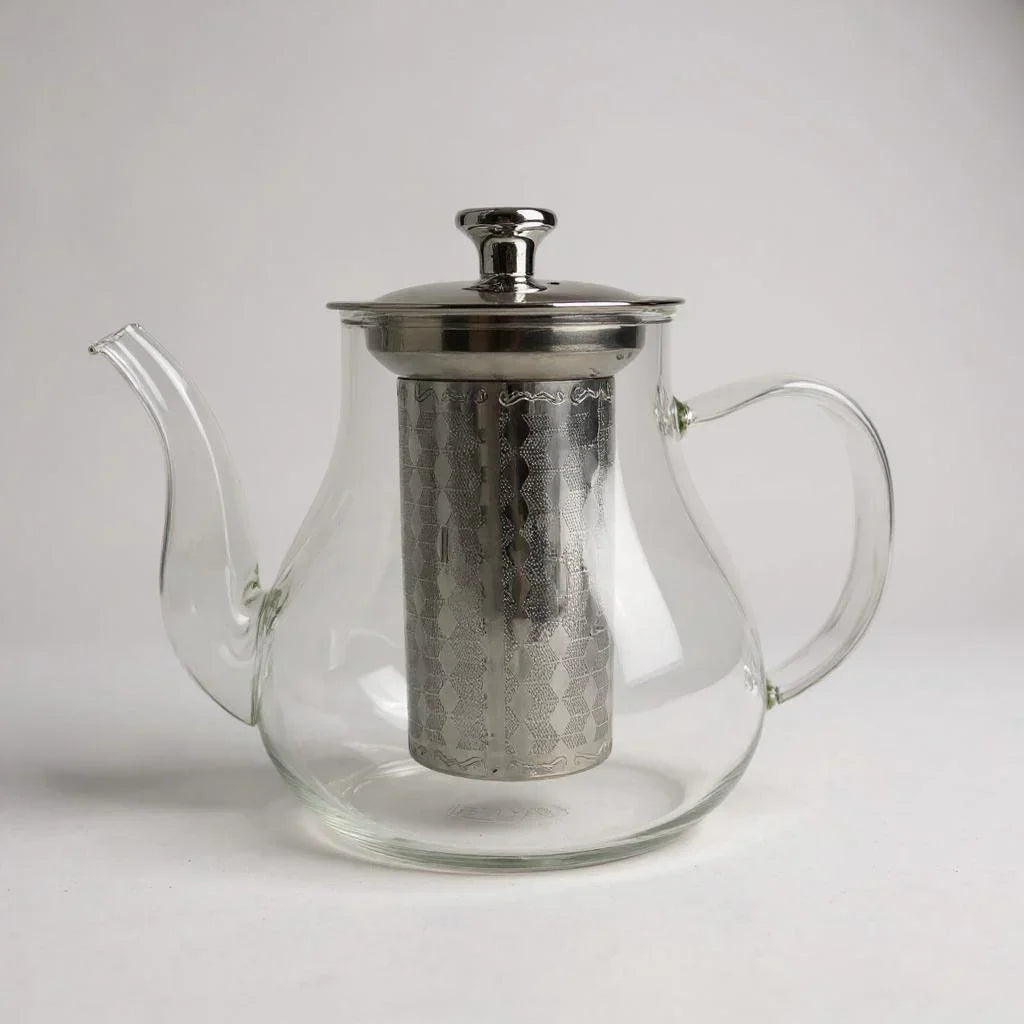 Chaleira de Vidro com Infusor Inox e Alça Decorada