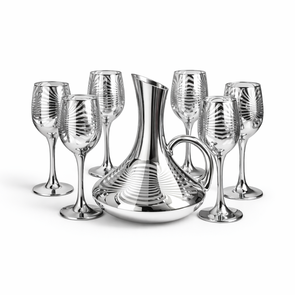 Conjunto de Jarra de Vidro 1,5L com Detalhes Dourados e Taça Decorativa