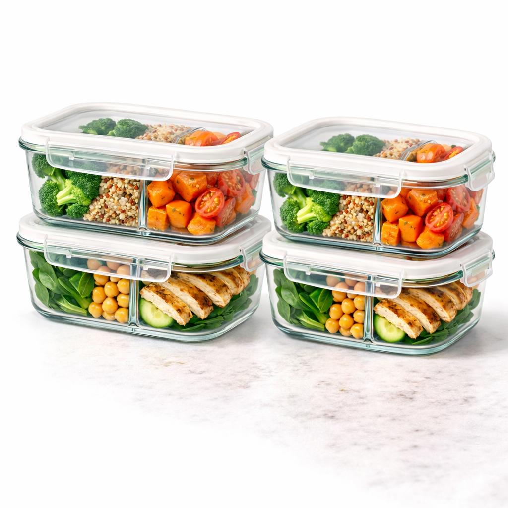 Kit 4 Potes Vidro Hermético Marmita 640ml Forno Refratário