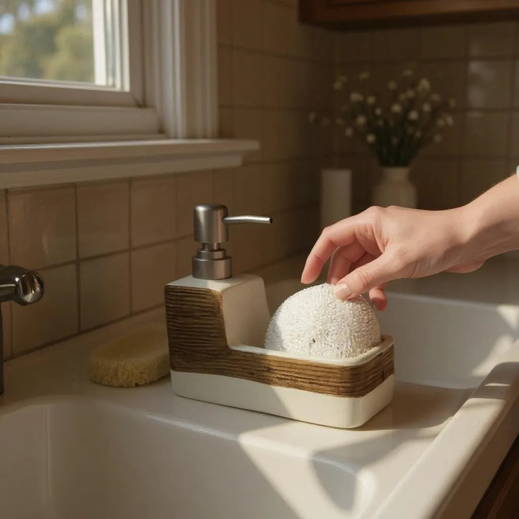 Dispenser de Sabonete Cerâmica Marrom Elegance Alidolado