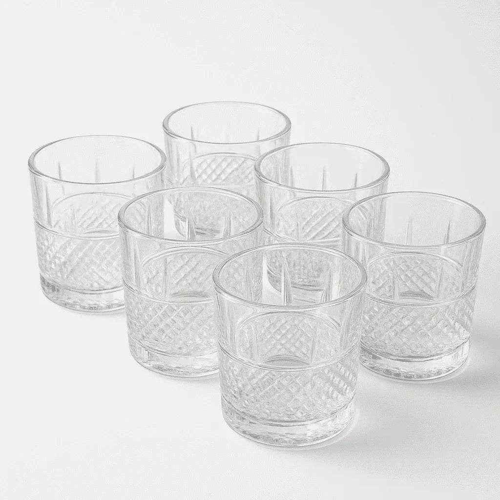 Conjunto de 6 Copos de Vidro 300ml com Detalhes Decorativos Alidolado