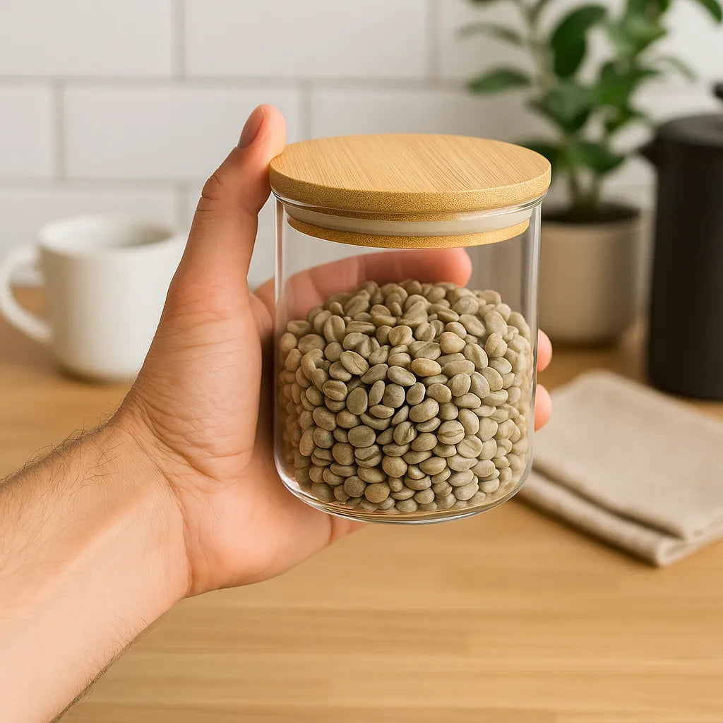 Pote de Vidro com Tampa de Bambu [MONTE O SEU KIT]