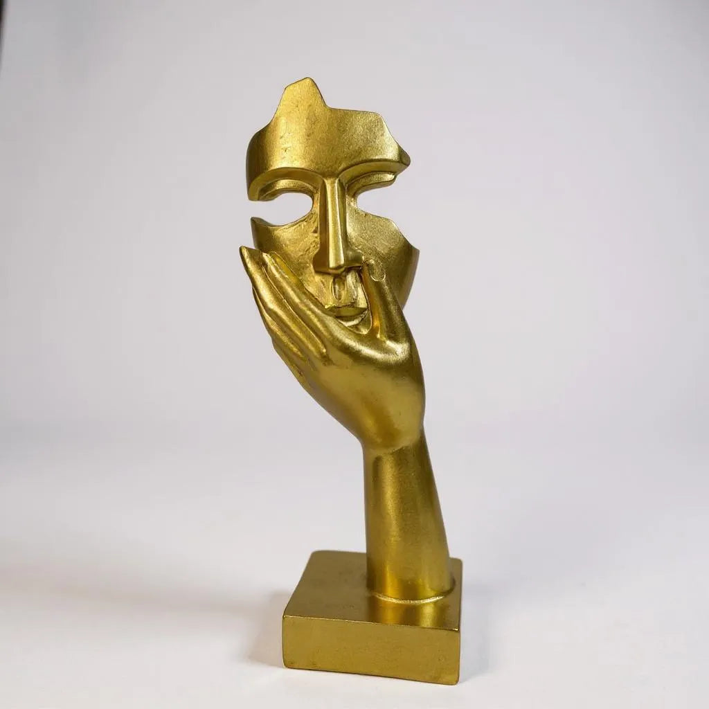 Escultura de Resina Silêncio Dourado Alidolado
