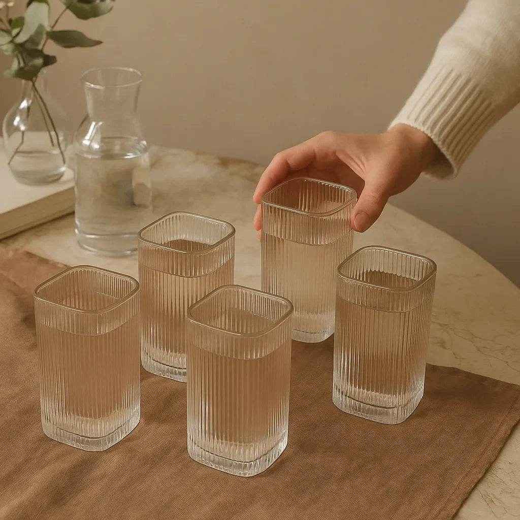 Conjunto de 6 Copos Textura Vertical 350ml Alidolado