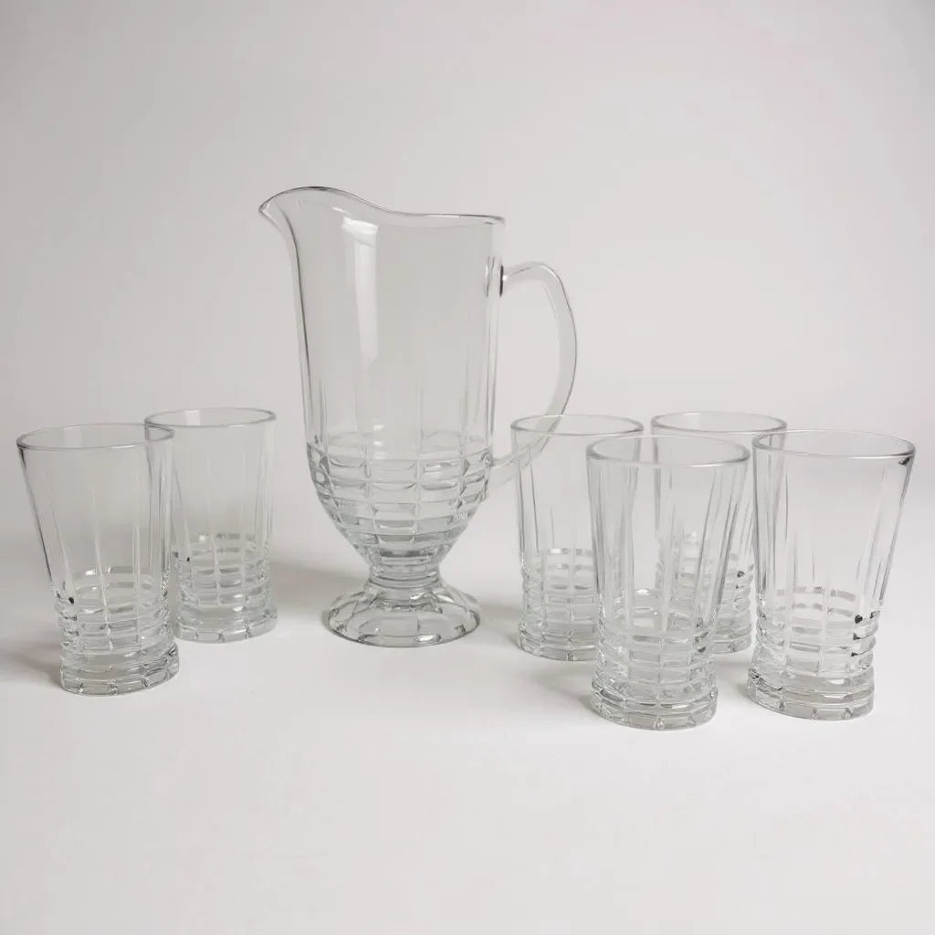 Conjunto de Jarra com Copos de Vidro 370ml 7 Peças Alidolado