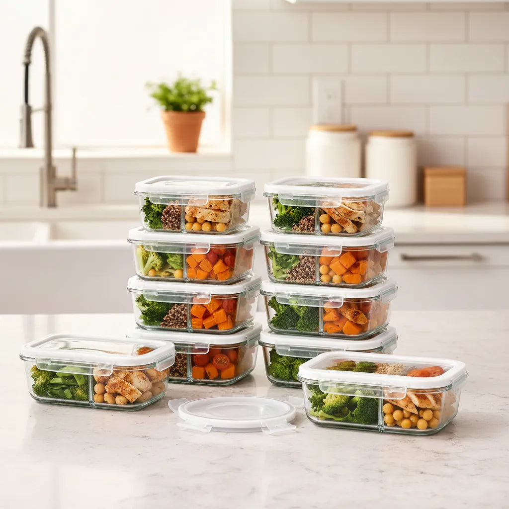 Kit 8 Potes Vidro Hermético Marmita 640ml Forno Refratário