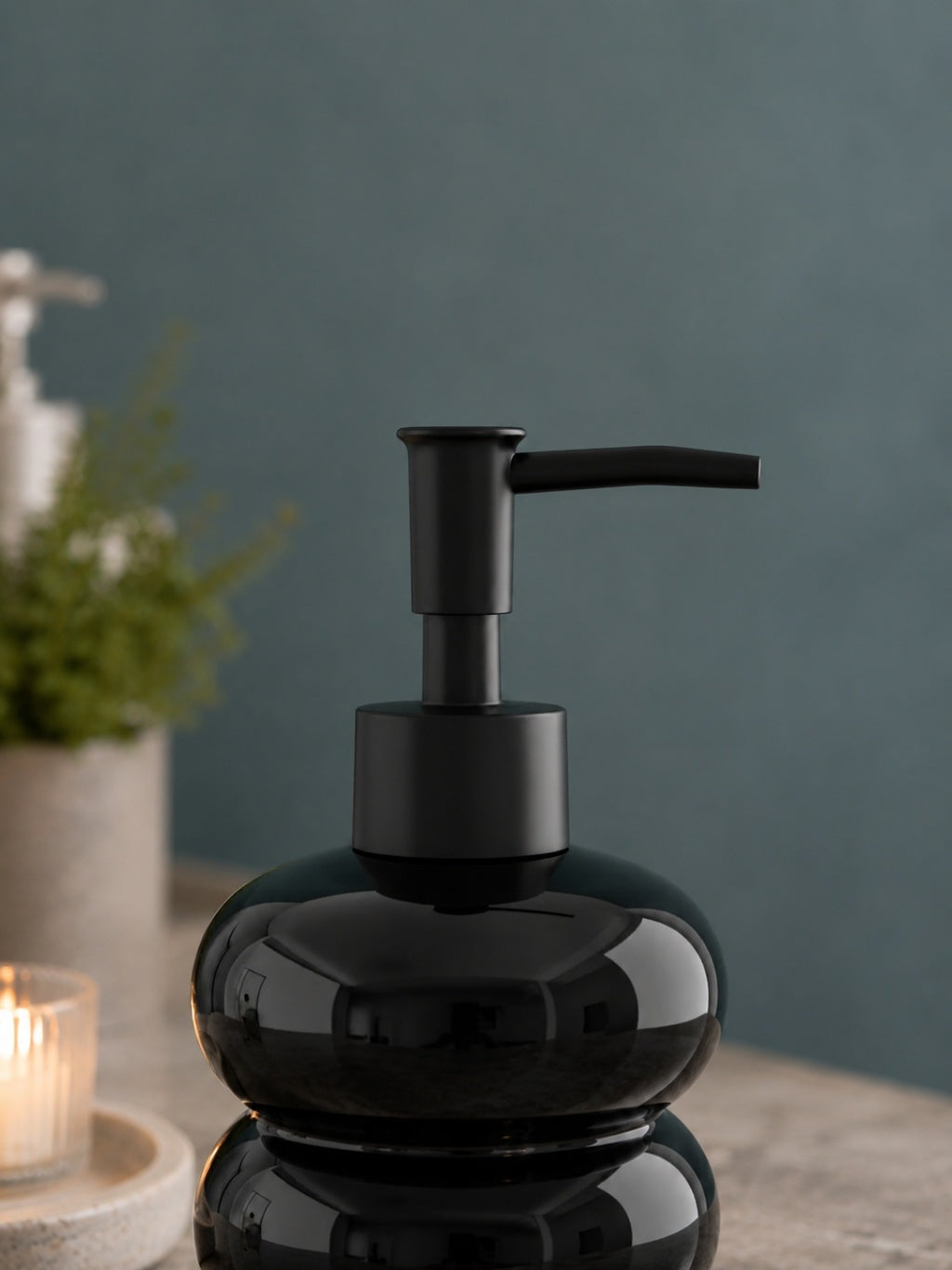 PAR de Dispensers de Sabonete Vidro Estilo Bolha Bico Preto Fosco