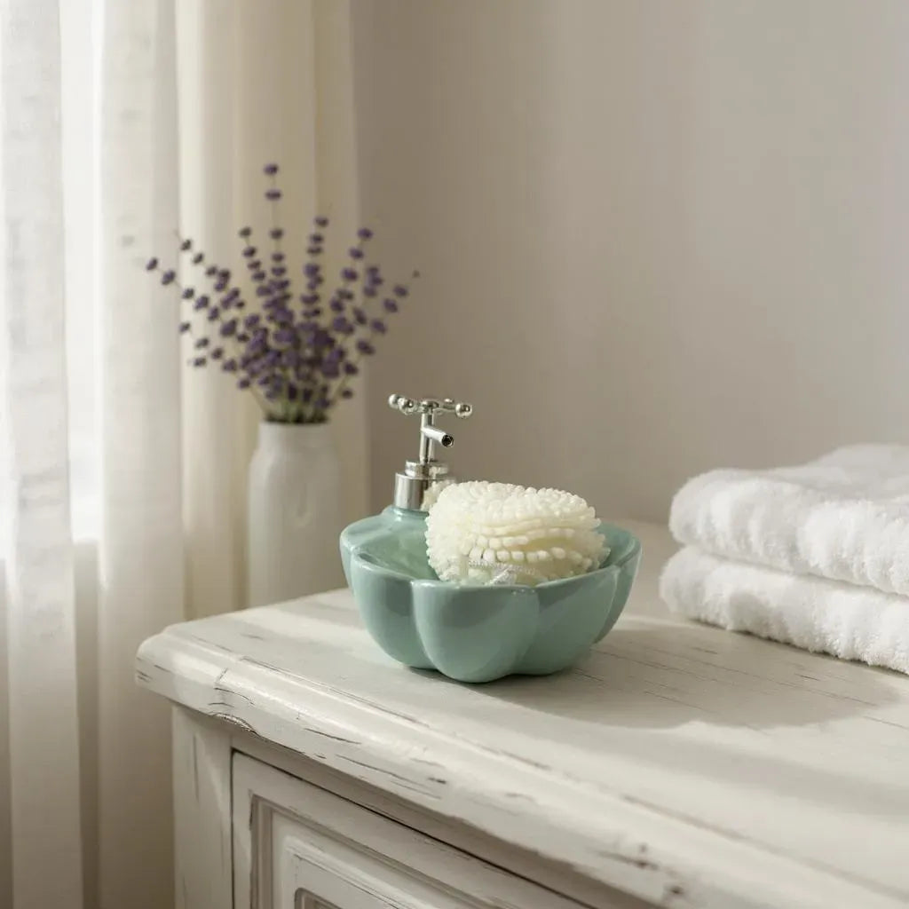 Dispenser de Sabonete Cerâmica Branco Elegance Alidolado