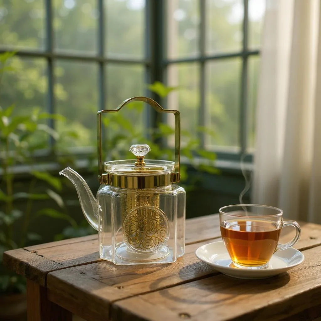 Chaleira de Vidro com Infusor e Base Quadrada 1,1L