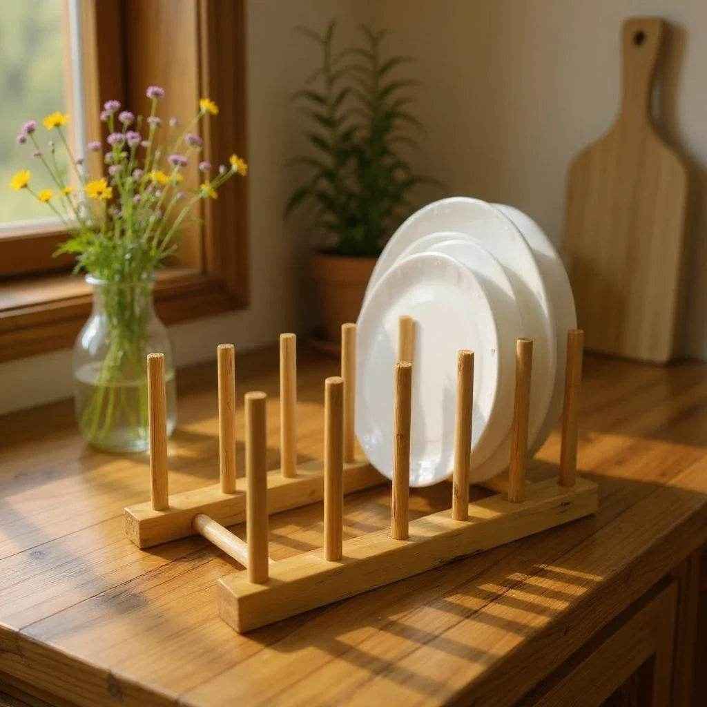 Suporte para Pratos de Madeira com 6 Cabeças, 1 peça - Alidolado