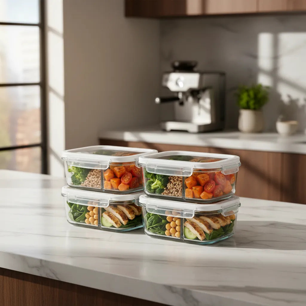 Kit 4 Potes Vidro Hermético Marmita 640ml Forno Refratário