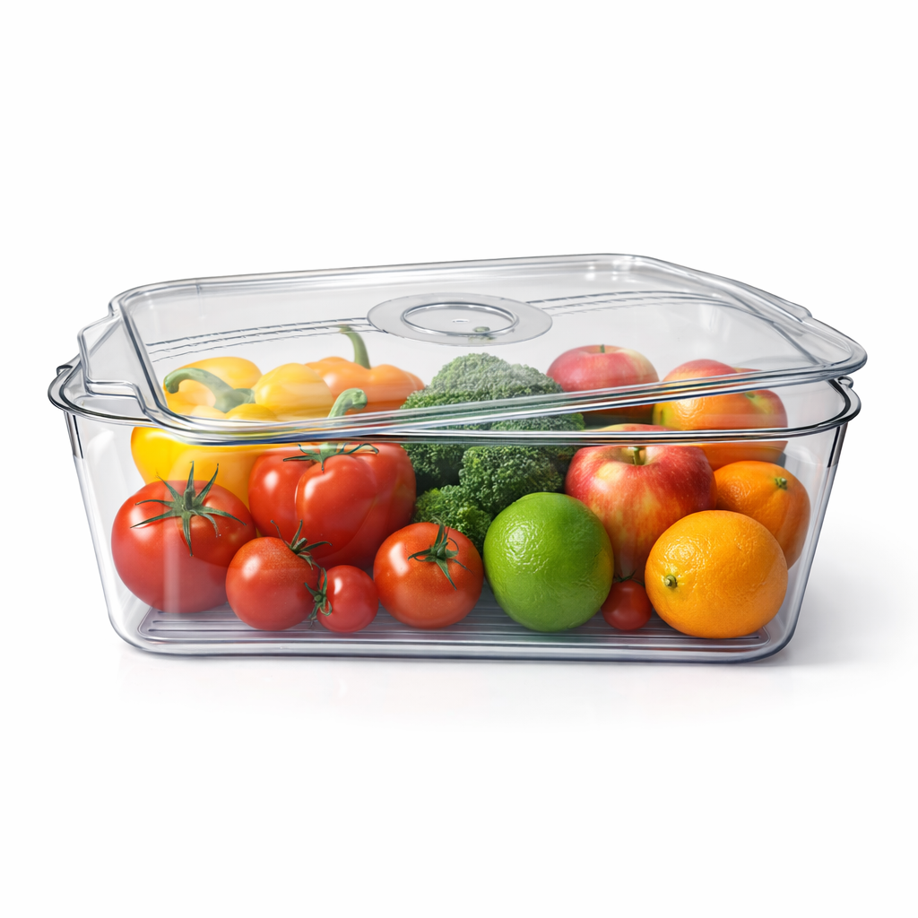 Organizador de Geladeira Transparente com Tampa Alidolado - Média (18x8x30cm)