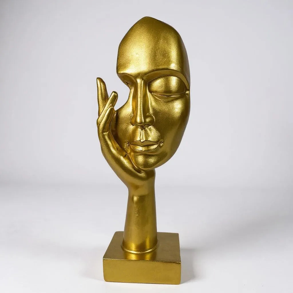 Escultura de Resina Silêncio Dourado Alidolado