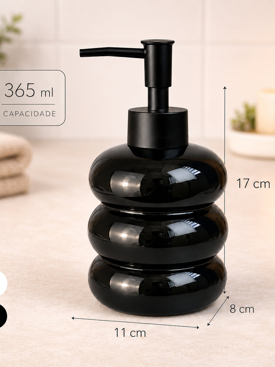 PAR de Dispensers de Sabonete Vidro Estilo Bolha Bico Preto Fosco