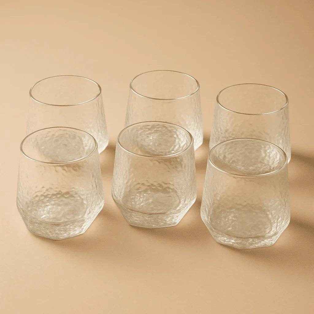 Conjunto de Copos com Relevo Geométrico 310ml 6 Peças Alidolado
