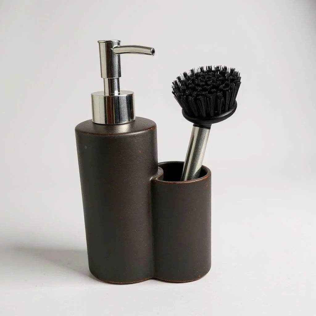 Porta Detergente com Dispenser Cerâmica e Escova Alidolado