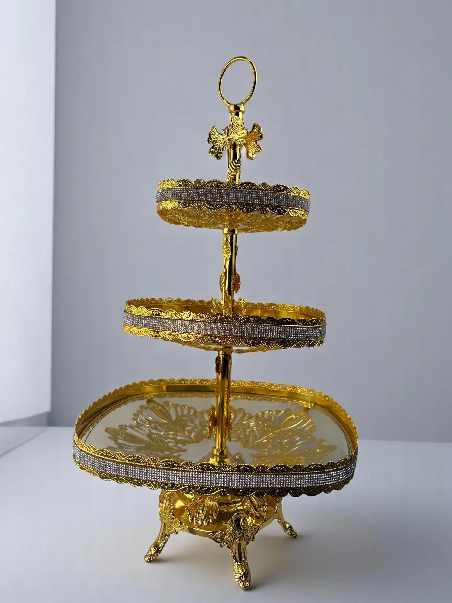 Centro de Mesa em Vidro Dourado Transparente Alidolado