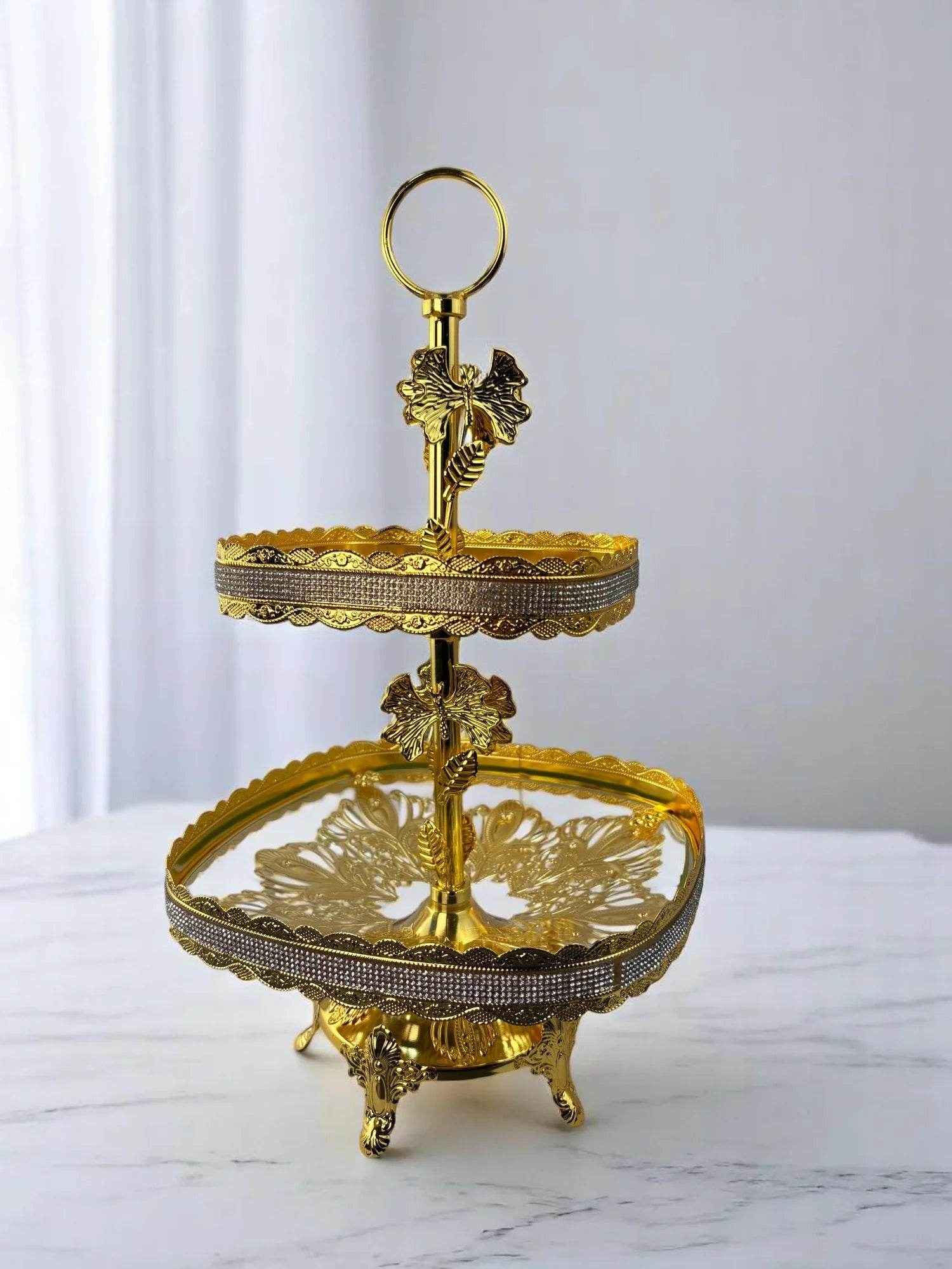 Centro de Mesa Decorativo em Vidro Dourado Alidolado