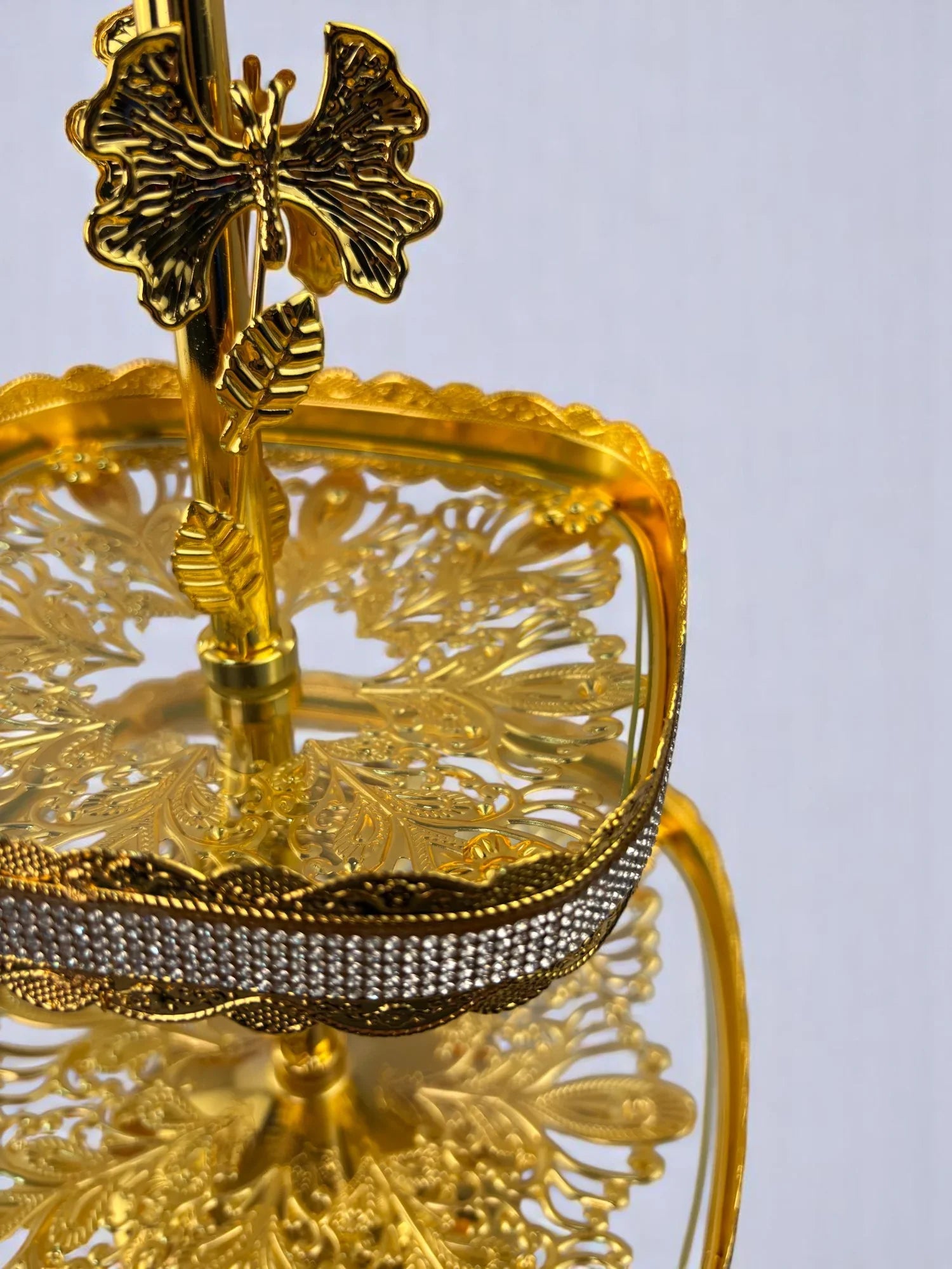 Centro de Mesa Decorativo em Vidro Dourado Alidolado