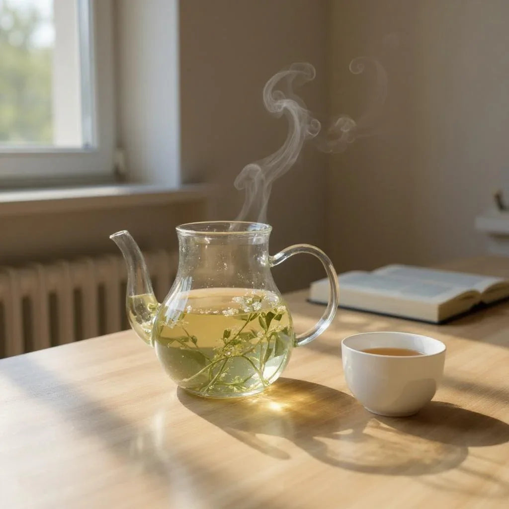 Chaleira de Vidro com Infusor Inox e Alça Decorada