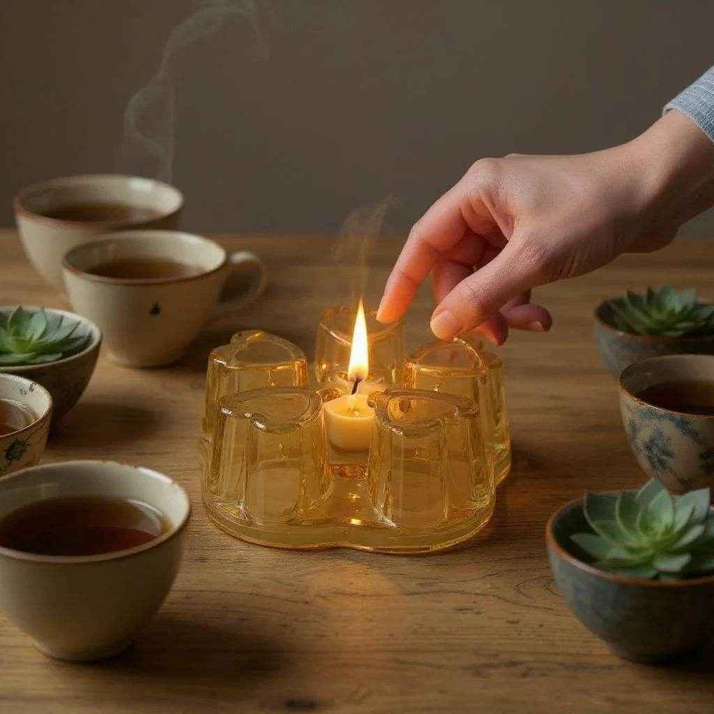 Suporte para Vela de Vidro Coração - Alidolado