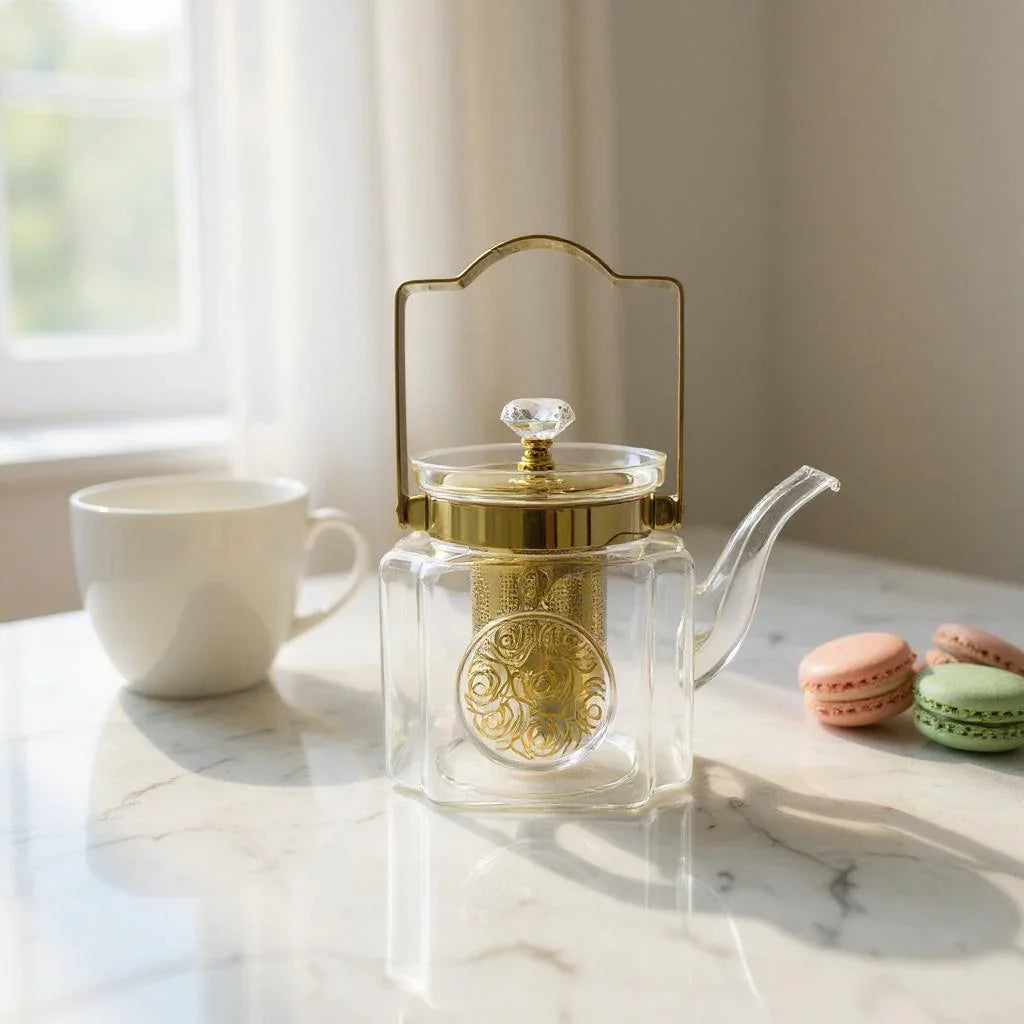 Chaleira de Vidro com Infusor e Base Quadrada 1,1L