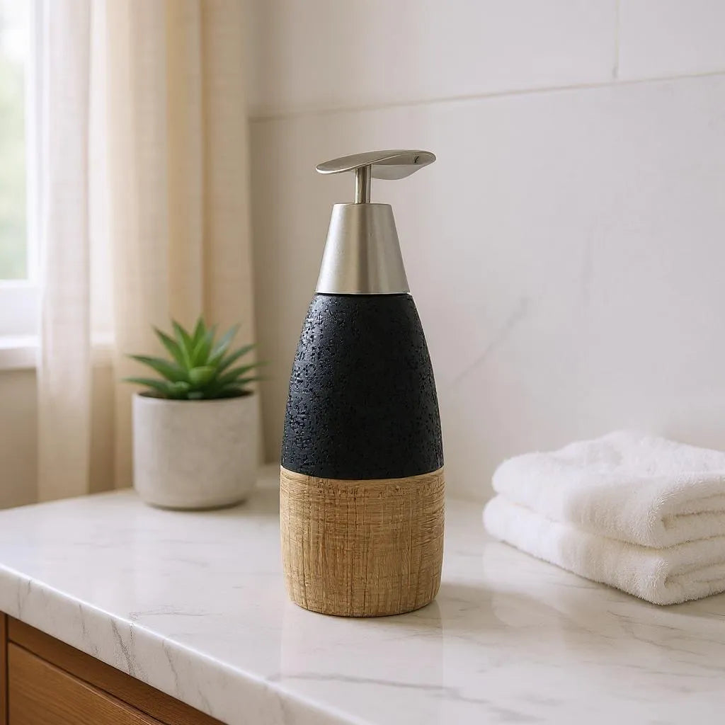 Dispenser de Cerâmica Cinza com Marrom Alidolado