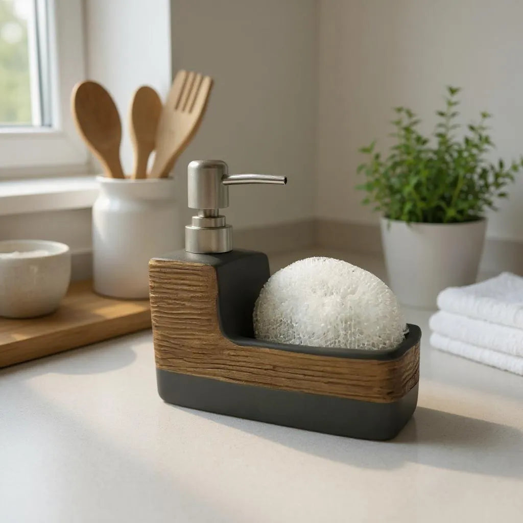Dispenser de Sabonete Cerâmica Marrom Elegance Alidolado