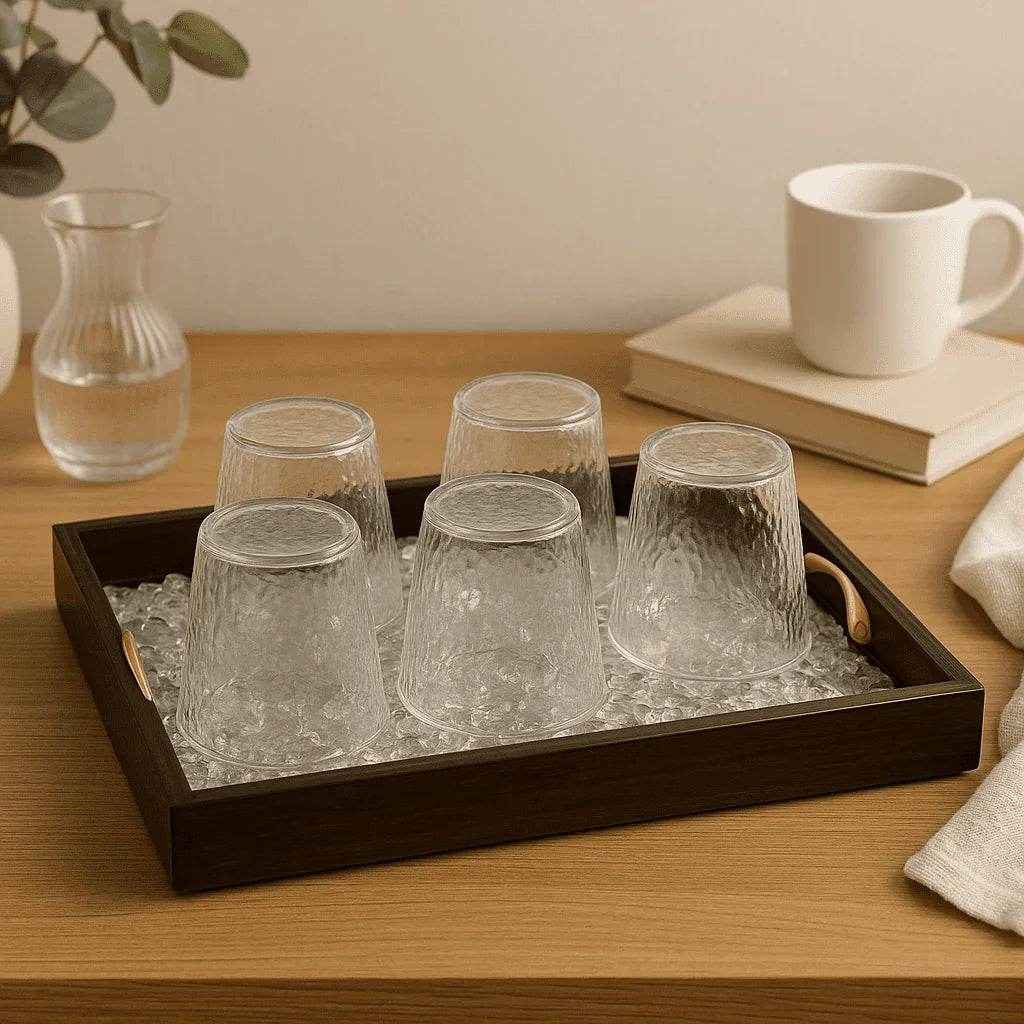 Conjunto de Copos com Relevo Geométrico 310ml 6 Peças Alidolado