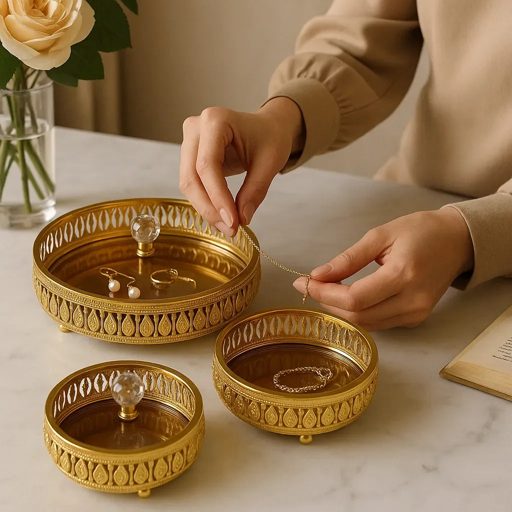 Conjunto de Bandejas Retangulares Decorativas 3 Peças Alidolado
