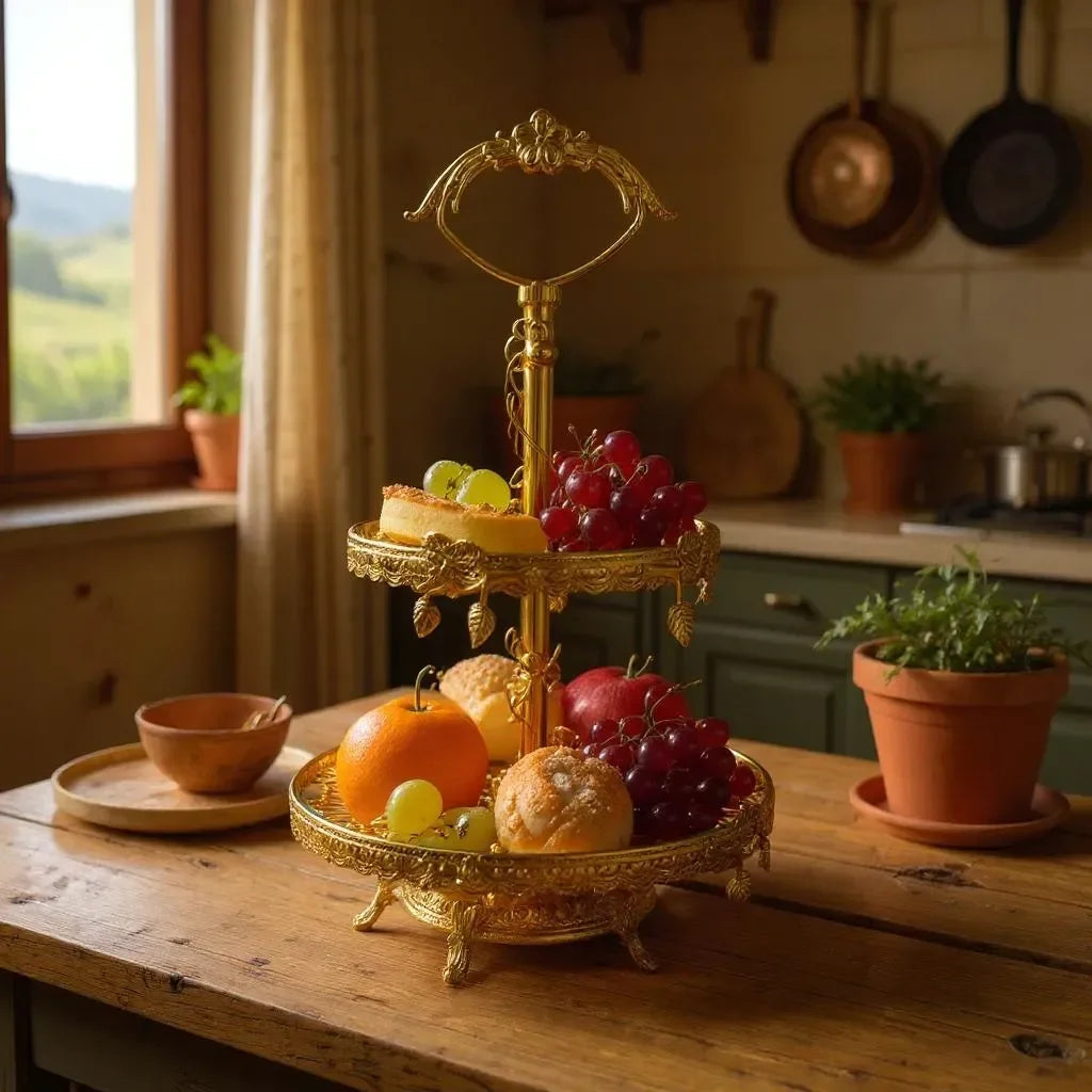 Centro de Mesa Decorativo em Vidro Dourado Alidolado