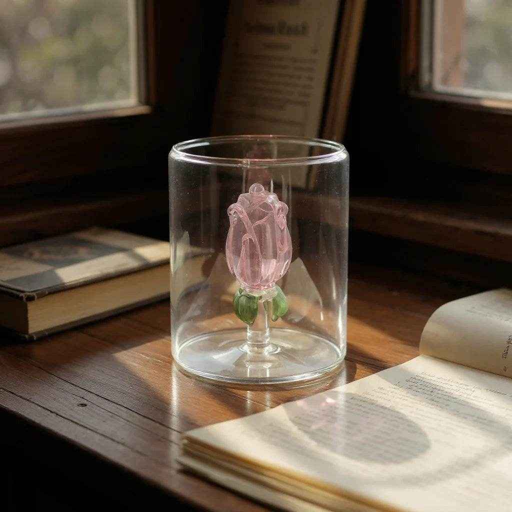 2 Copos de Vidro Criativo com Design Interno Variado – 380ml