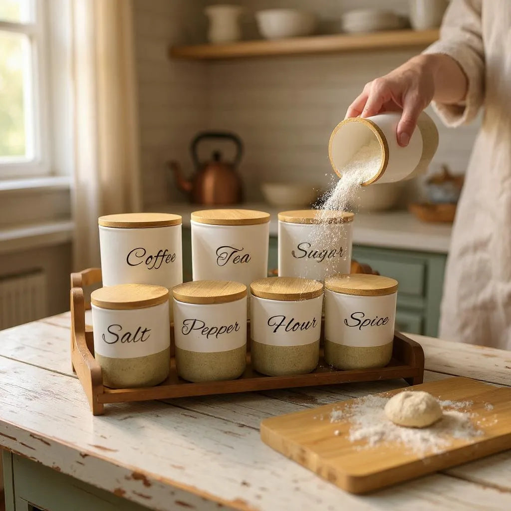 Conjunto de Cerâmica Branco com Bandeja de Madeira Alidolado