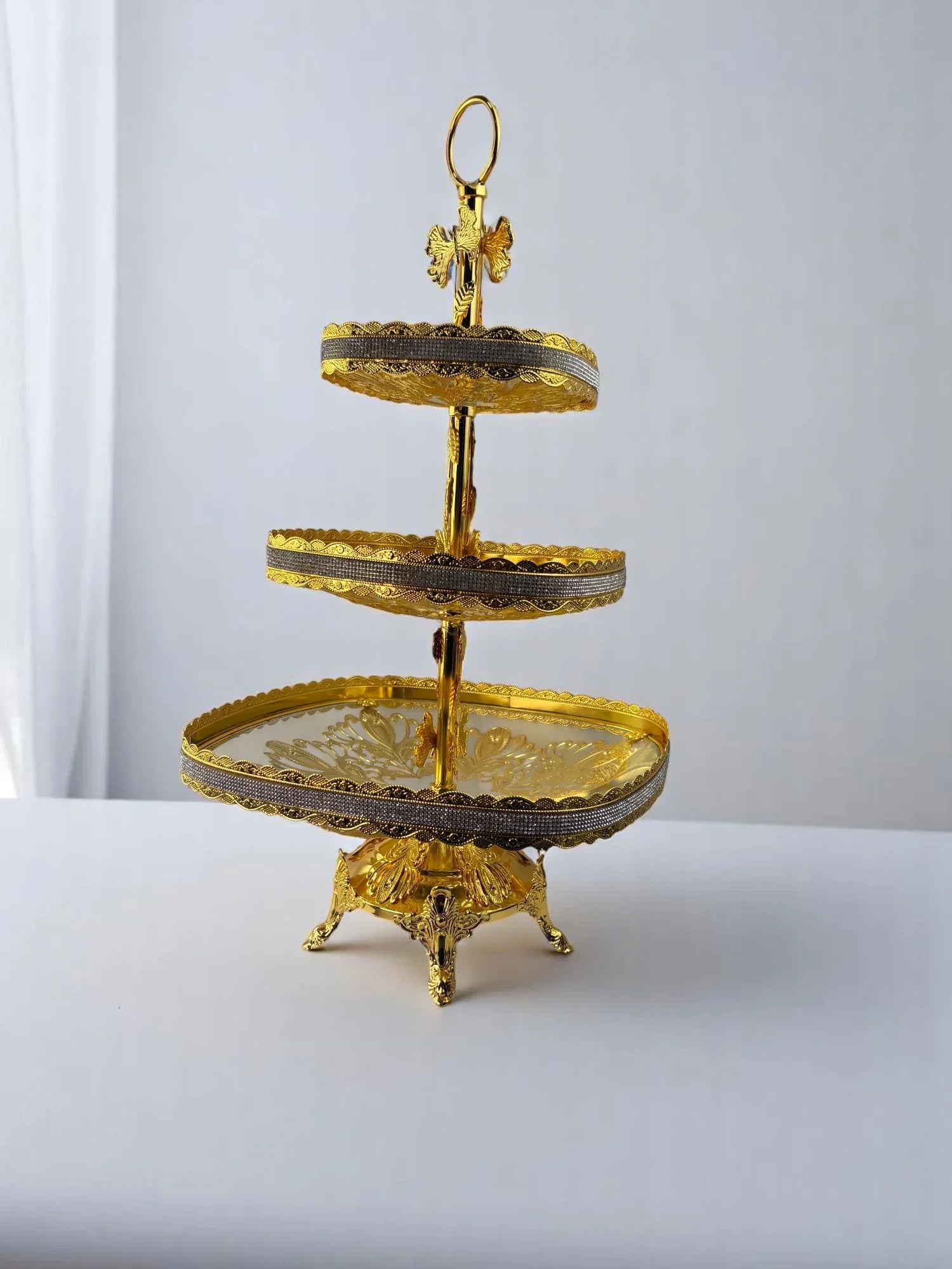 Centro de Mesa em Vidro Dourado Transparente Alidolado
