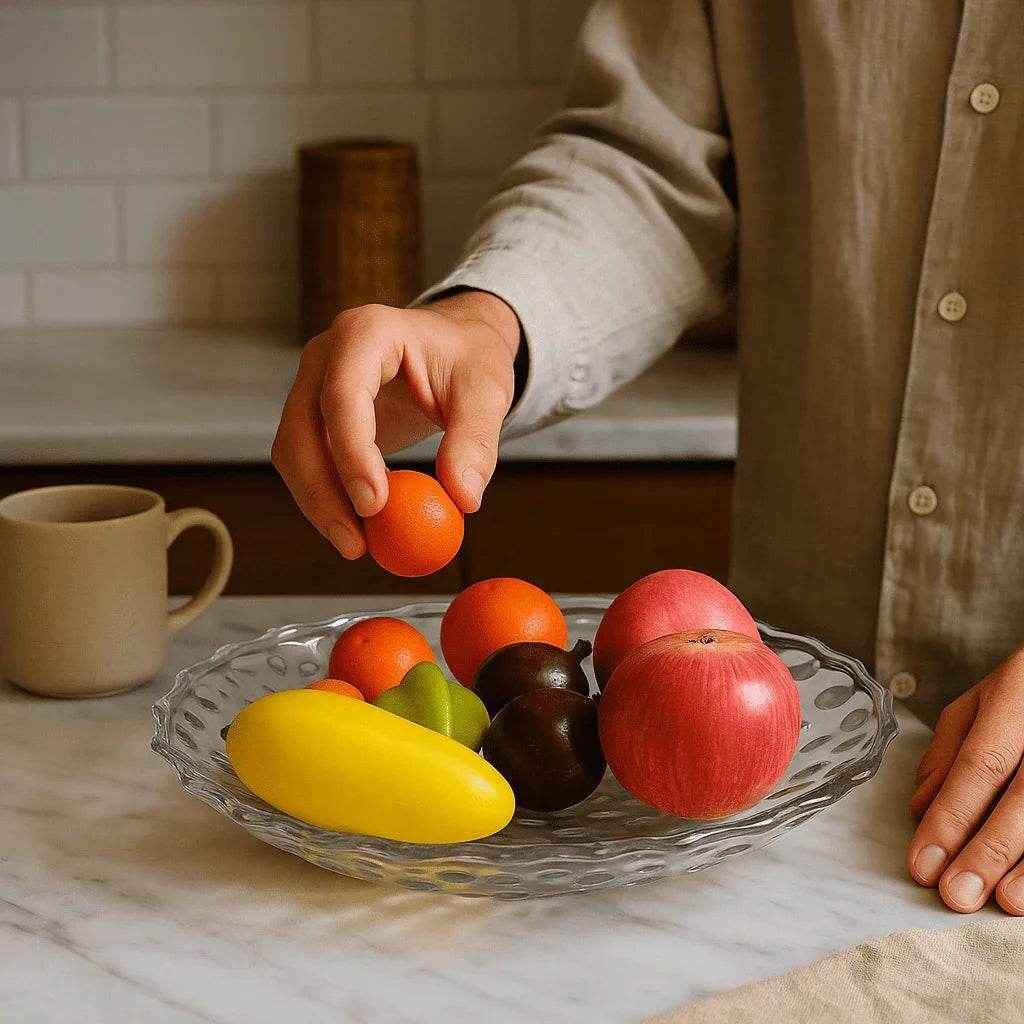 Prato Decorativo de Vidro com Textura Alidolado