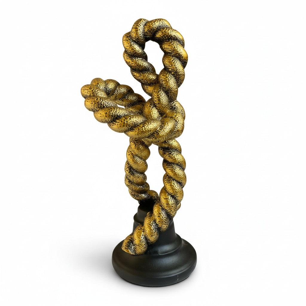 Escultura Decorativa Abstrata Espiral Moderna Dourada em Resina