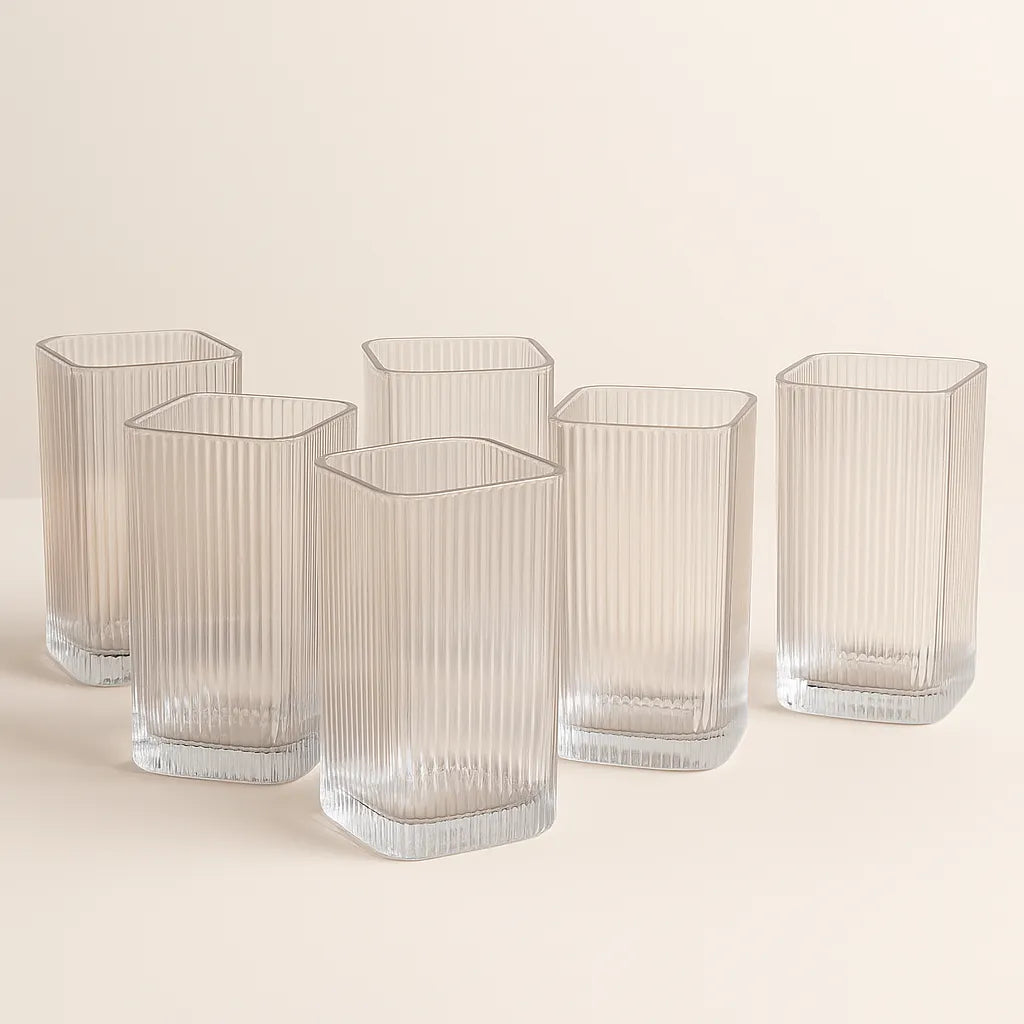 Conjunto de 6 Copos Textura Vertical 350ml Alidolado