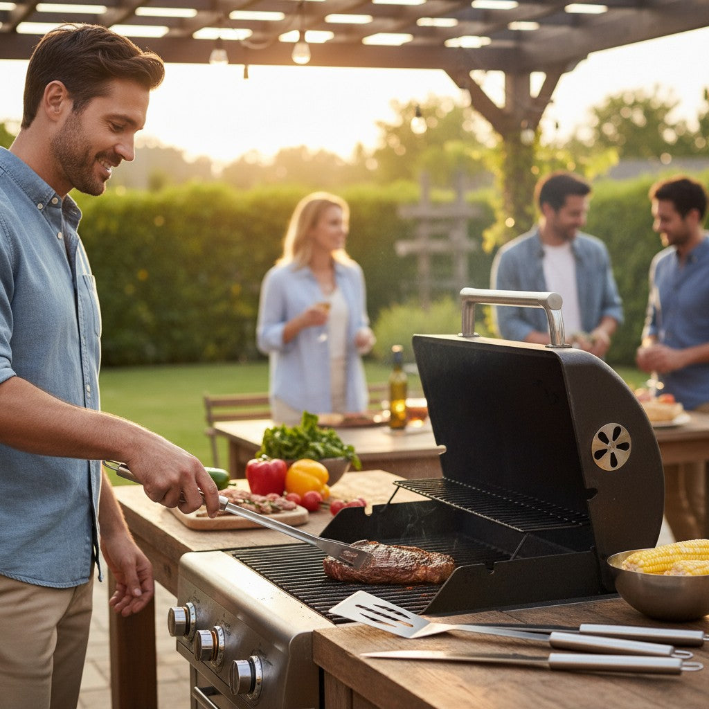 Kit para Churrasco com Estojo de Transporte – 4 Peças em Aço Inox