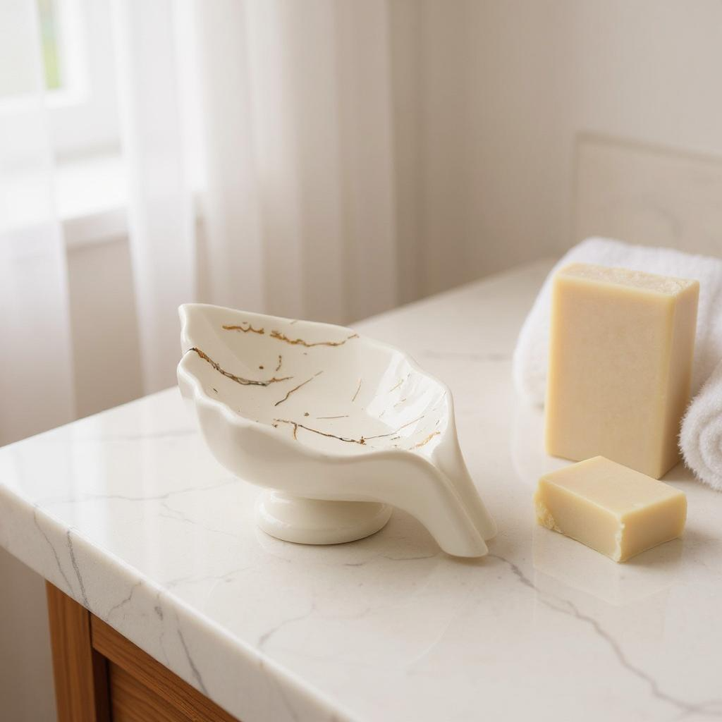 Dispenser de Sabonete Cerâmica Branco Elegance Alidolado