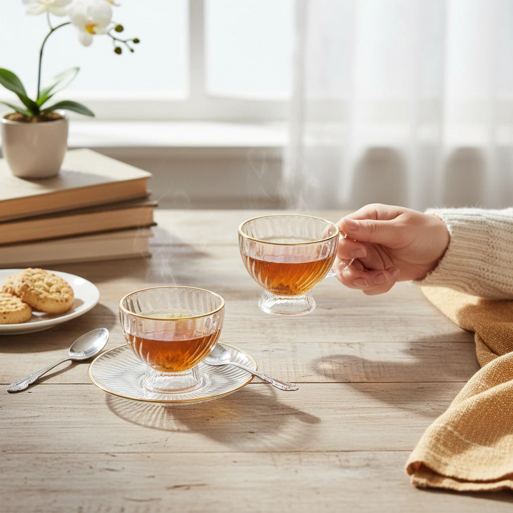 Xícara de Café Vidro Dourado 230ml