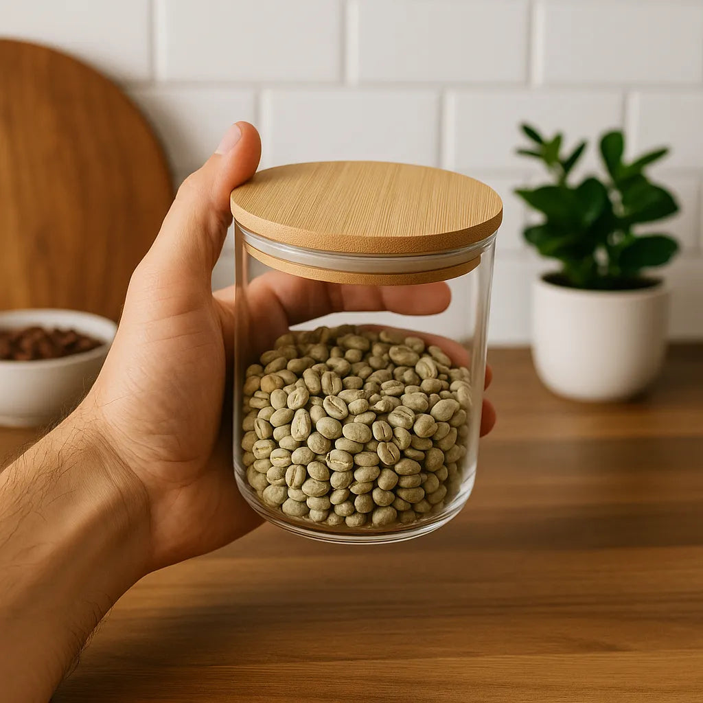 Pote de Vidro com Tampa de Bambu [MONTE O SEU KIT]