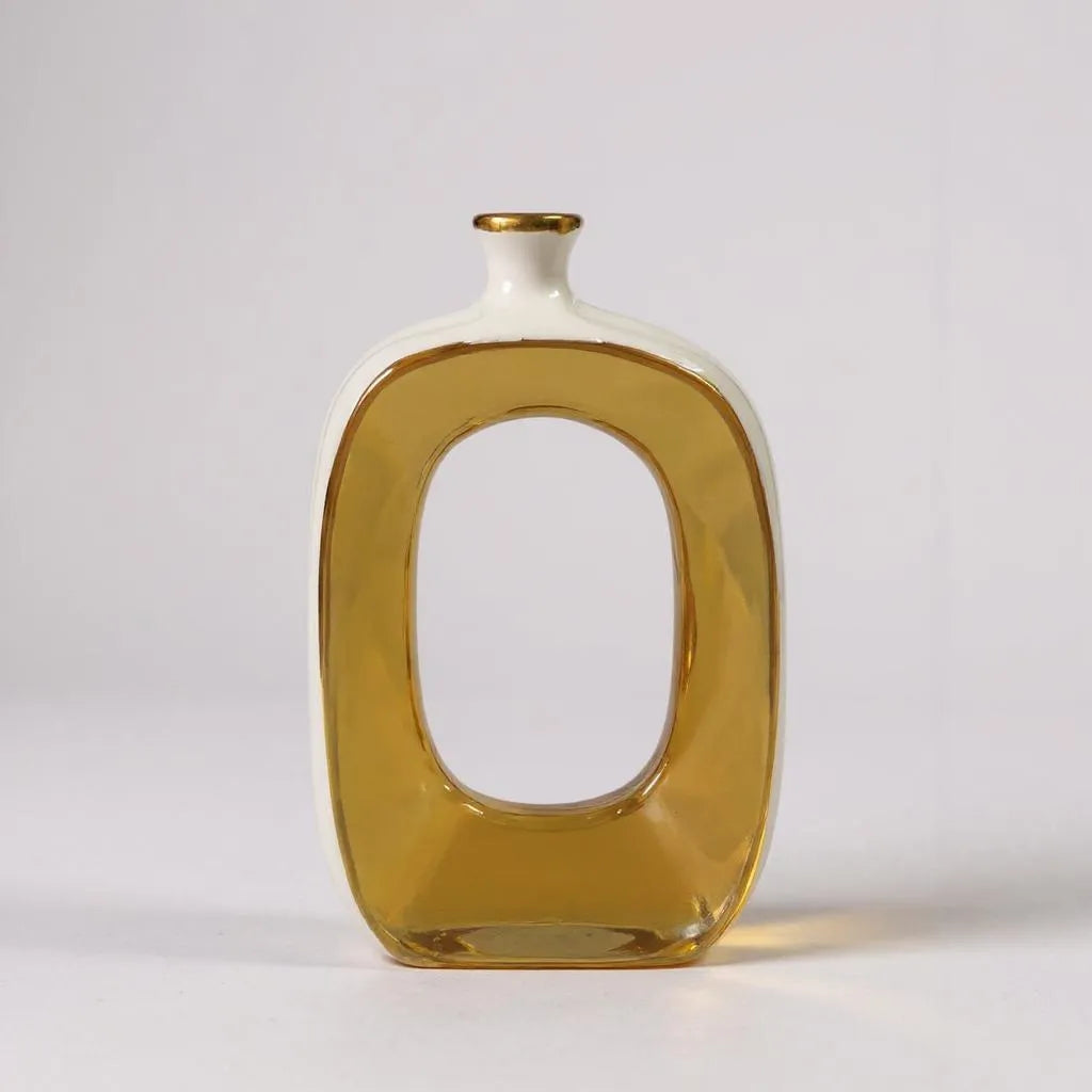 Vaso com Abertura Oval e Detalhes Dourados Alidolado